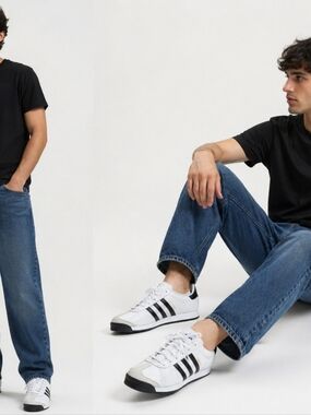 Adidas Samoa White Black Leather Sneakers Men’s Classic 3 Stripe Shoes